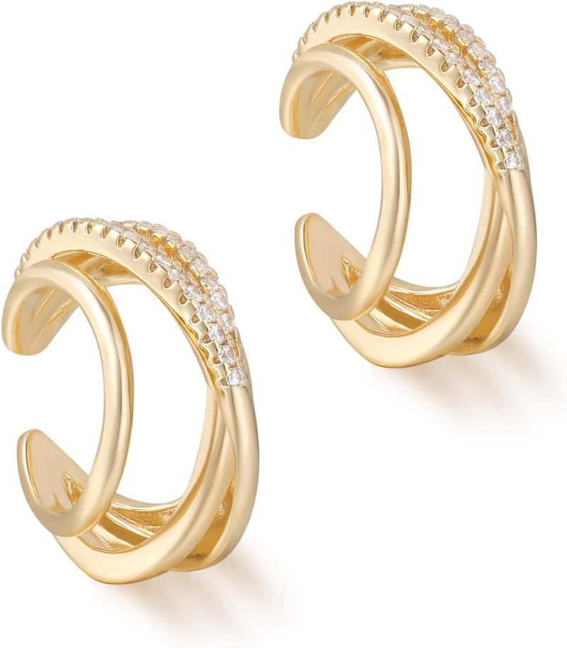MYEARS Women Ear Cuff Earring Gold Non Pierced Ear Cartilage Clip on Wrap Hoop 14K Gold Filled Tiny Boho Beach Simple Minimalist Delicate Handmade Hypoallergenic Jewelry Gift-Sold as Single/Pair - Image 1